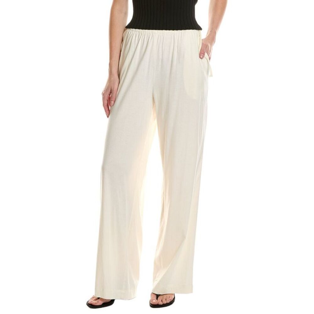 Nia Womens Alejo Linen-Blend Pant, Ivory